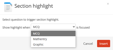 A screenshot of the section highlight option.